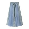 thumbnail image 1 of ShomPort Skirts for Women Lace Long Skirts Elastic High Waist Layered Midi Skirts Elegant Summer A-Line Skirts for Ladies (One Size, Blue), 1 of 6
