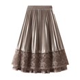 thumbnail image 1 of ShomPort Skirts for Women Lace Long Skirts Elastic High Waist Layered Midi Skirts Elegant Summer A-Line Skirts for Ladies (One Size, Khaki), 1 of 6