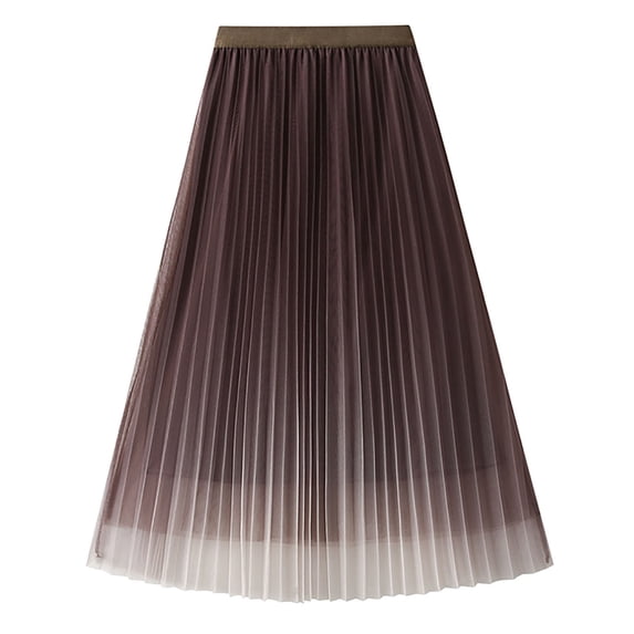 ShomPort Skirts for Women Tulle Midi Skirts Casual Summer Beach Skirts Flowy Elastic High Waist Elegant A-Line Skirts (One Size, Khaki)