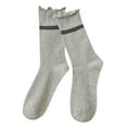 thumbnail image 1 of ShomPort Socks for Womens Ruffle Stripe Pattern Breathable Cotton Cute Mid-Culf Socks Daily Lightweight Casual Socks, 1 of 5