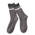 thumbnail image 1 of ShomPort Socks for Womens Ruffle Stripe Pattern Breathable Cotton Cute Mid-Culf Socks Daily Lightweight Casual Socks, 1 of 3