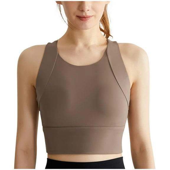 ShomPort Sports Bras for Womens Crewneck Racerback Wireless Stretchy Sleeveless Comfort Underwear Gym Breathable Camisole Tops