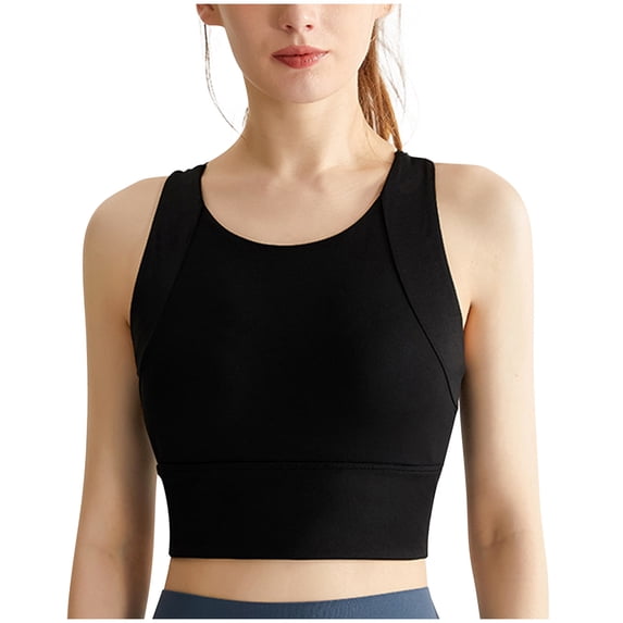 ShomPort Sports Bras for Womens Crewneck Racerback Wireless Stretchy Sleeveless Comfort Underwear Casual Breathable Camisole Tops