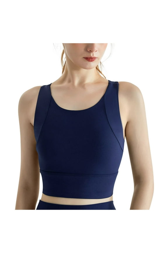 Sports Bras for Womens Crewneck Racerback Wireless Stretchy Sleeveless Comfort Underwear Gym Breathable Camisole Tops