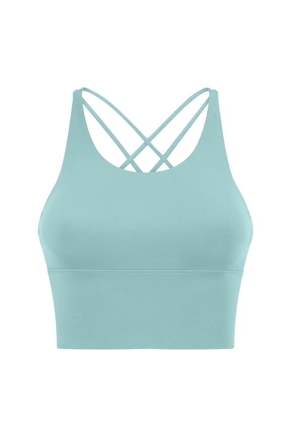 Sports Bras for Womens Crisscross Back Scoop Neck Crop Camisole Tops Solid Color Lightweight Quick-Dry Cozy Underwear