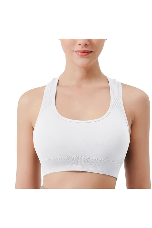 Sports Bras for Womens Racerback Seamless No Underwire Scoop Neck Supportive Elastic Lightweight Yoga Everyday Underwear