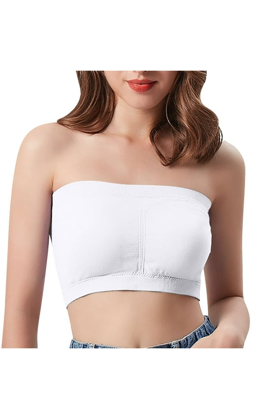 Strapless Bandeau Bra for Women Seamless Padded Bralettes Comfortable Tube Top Bra