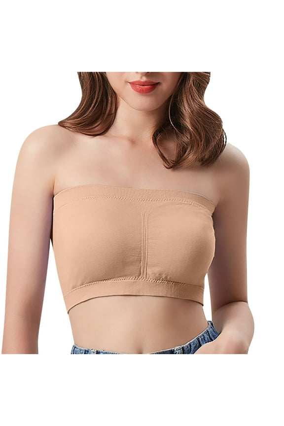 Strapless Bandeau Bra for Women Seamless Padded Bralettes Comfortable Tube Top Bra