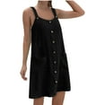thumbnail image 1 of ShomPort Summer Casual Dress for Women Loose Mini Dress with Pockets Sleeveless Round Neck Button Dresses, 1 of 5