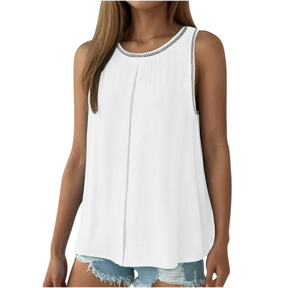 ShomPort Summer Casual Tank Tops for Women Double Lined Loose Shirt Round Neck Sleeveless Camisole