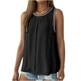 thumbnail image 1 of ShomPort Summer Casual Tank Tops for Women Double Lined Loose Shirt Round Neck Sleeveless Camisole, 1 of 8