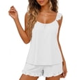 thumbnail image 1 of ShomPort Summer Pajama for Women 2 Piece Set Ruffle Cami Top and Shorts Lounge Comfy Sleep Set, 1 of 5
