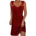 thumbnail image 1 of ShomPort Summer Sleeveless Elegant Dresses for Women Fashion V Neck A-Line Knee Length Dresses, 1 of 5