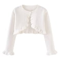 thumbnail image 1 of ShomPort Sweater Cardigans for Girls Ruffle Ribbed Trim Long Sleeve Button Cute Knitted Tops Casual Daily Outwear 9M-10Years, 1 of 6