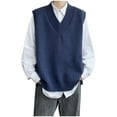 thumbnail image 1 of ShomPort Sweater Vest for Big and Talls Mens V-Neck Side Button Up Lightweight Tops Solid Color Elastic Ribbed Cuff Cozy Sweaters, 1 of 3