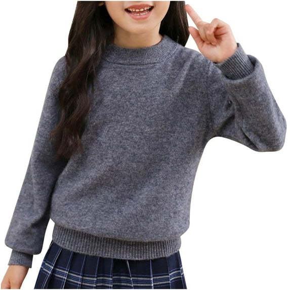 ShomPort Sweaters For Girls Boys Half Turtleneck Pullover Warm Soft Knitwear Long Sleeve Casual Sweater