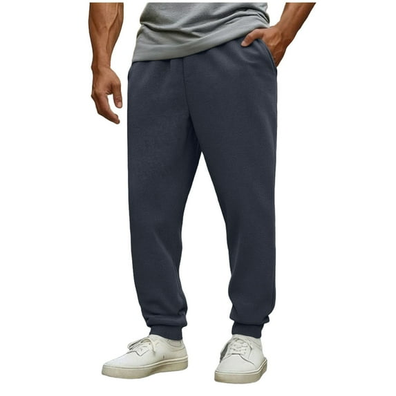 ShomPort Sweatpants for Mens Ankle Length Cinch Bottom Cotton Pants Solid Color Lightweight Workout Athletic Soft Trousers with Pockets