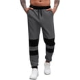 thumbnail image 1 of ShomPort Sweatpants for Mens Drawstring Ankle Length Color Block Patchwork Jogger Pants Straight Leg Cozy Athletic Pockets Trousers, 1 of 7