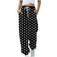 thumbnail image 1 of ShomPort Sweatpants for Womens Polka Dot Printed Drawstring Cinch Bottom Elastic Waist Trousers Trendy High Waisted Wide Leg Pants, 1 of 5