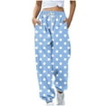 thumbnail image 1 of ShomPort Sweatpants for Womens Polka Dot Printed Drawstring Cinch Bottom Elastic Waist Trousers Trendy High Waisted Wide Leg Pants, 1 of 5