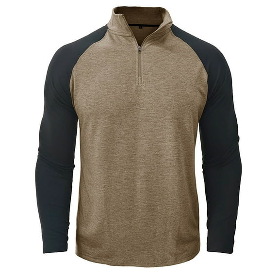 ShomPort Sweatshirt for Men Long Sleeve Half Zipper Neck Stand Collar Athletic Pullover Tops