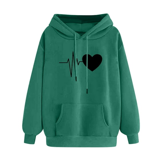 ShomPort Sweatshirts for Women Long Sleeve Graphic Pullover Hoodies Casual Fleece Lined Winter Outfits (Army Green 15)