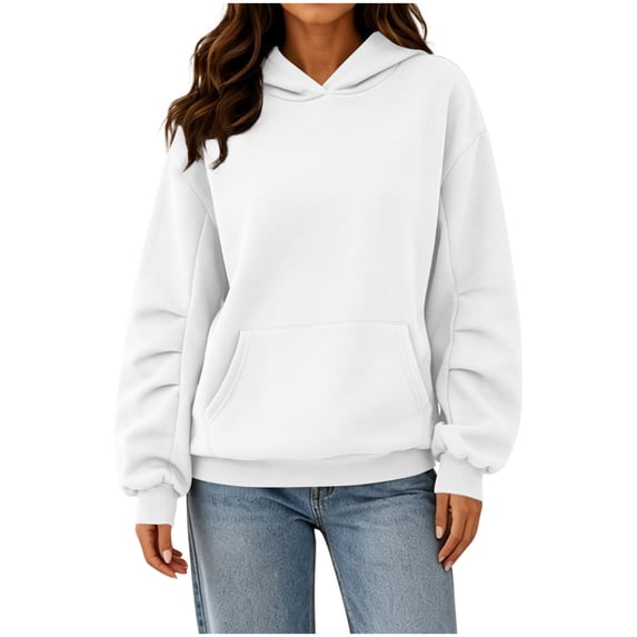 ShomPort Sweatshirts for Women Winter Long Sleeve Hoodies Fashion Ruched Sleeve Casual Workout Pullover Sweatshirt