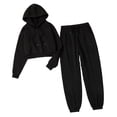 thumbnail image 1 of ShomPort Sweatsuit Set for Womens Long Sleeve Sweatshirt with Hooded Bottom Solid Color Pants Daily Streetwear, 1 of 7
