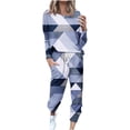 thumbnail image 1 of ShomPort Sweatsuit for Women Crewneck Sweatshirts Pullover and Joggers Pants 2 Piece Outfits for Ladies (Blue03), 1 of 5
