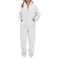 thumbnail image 1 of ShomPort Sweatsuit for Womens Stand Collared Half Zipper Drop Shoulder Sweatshirt Bottom Ankle Length Sweatpants Cozy Set, 1 of 8