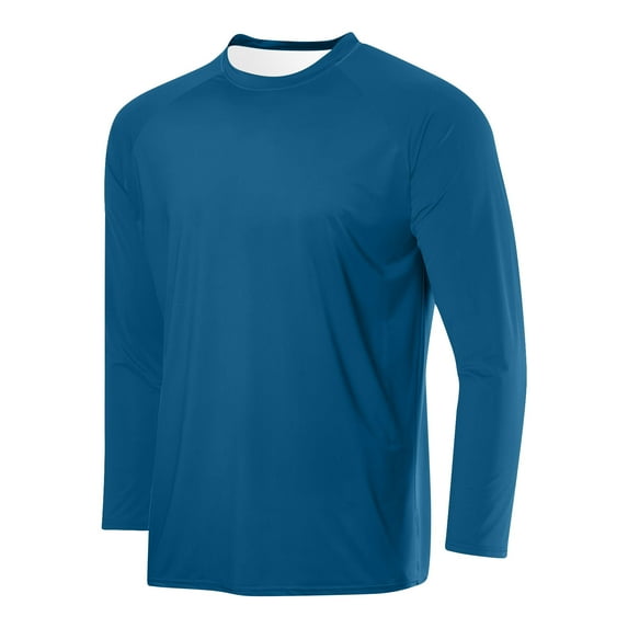 ShomPort T-Shirt for Mens Long Sleeve Crewneck Breathable Tops Comfort Solid Color Sportswear