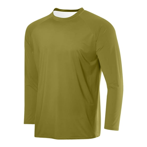 ShomPort T-Shirt for Mens Long Sleeve Crewneck Breathable Tops Comfort Solid Color Sportswear