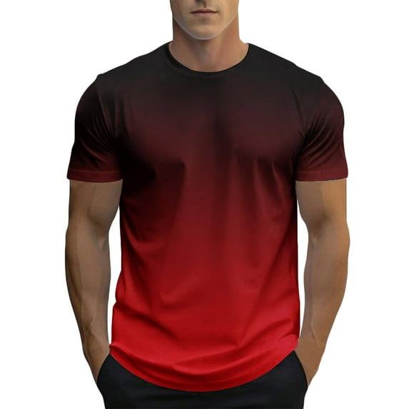 ShomPort Tee Shirts for Men Fashion Gradient Color Short Sleeve Tops Summer Casual Round Neck Everyday Outdoor Clothes