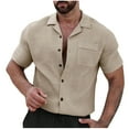 thumbnail image 1 of ShomPort Tee Shirts for Men Short Sleeve Button Down Tops Summer Pocket Tee Business Casual Solid Color T-Shirt, 1 of 8