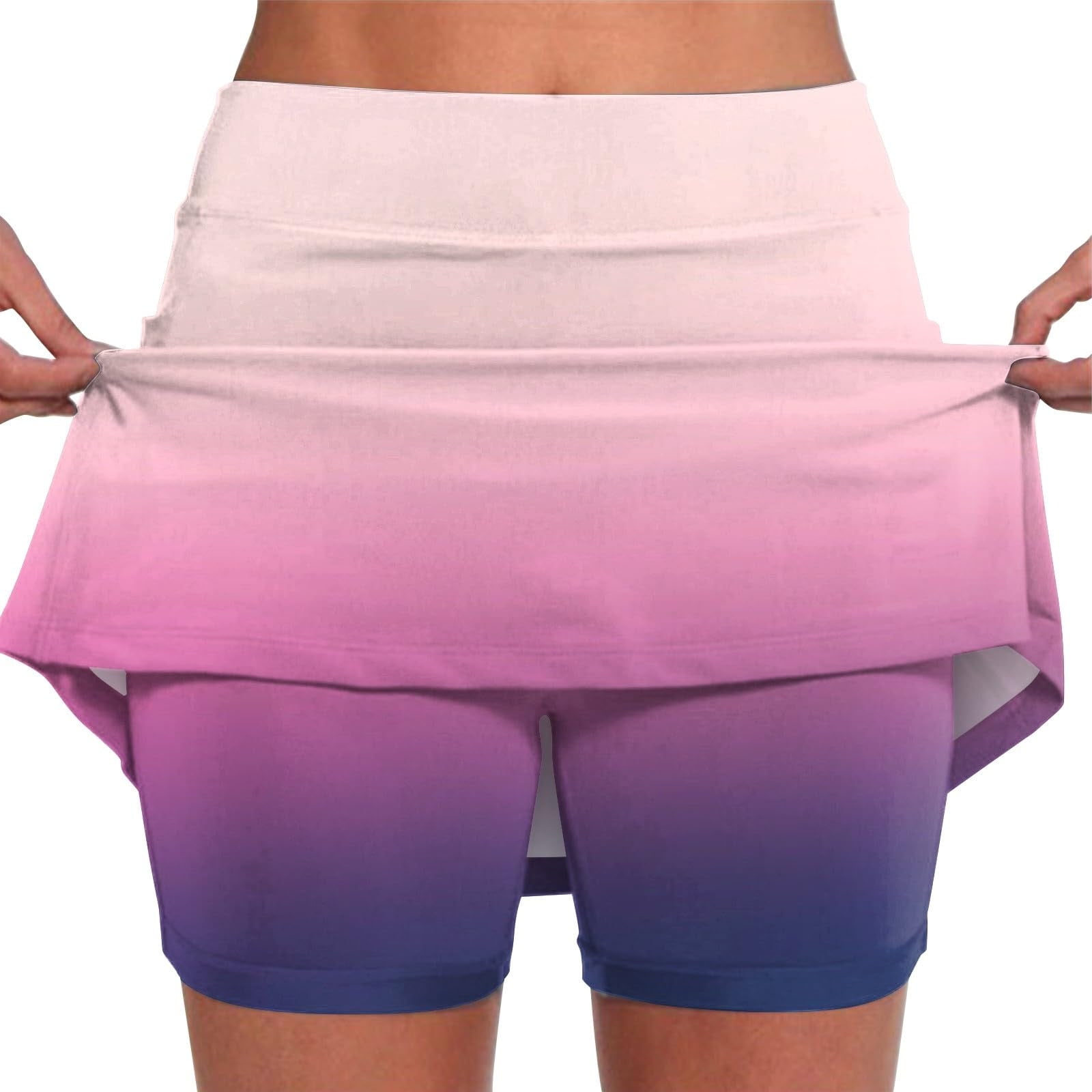 Silk Chiffon Music Note Skirt With Purple Gradient Print For Women, Lightweight Summer Wardrobe Essential main image 1