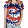 thumbnail image 1 of ShomPort Tie Dye Print Tunic Tops for Womens Short Sleeve Round Neck Trendy Spring Summer Tops, 1 of 4
