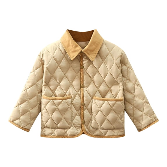 ShomPort Toddler Boys Coat Button down Lapel Texture Cotton Jackets with Deep Pockets Casual Warmth Outwear