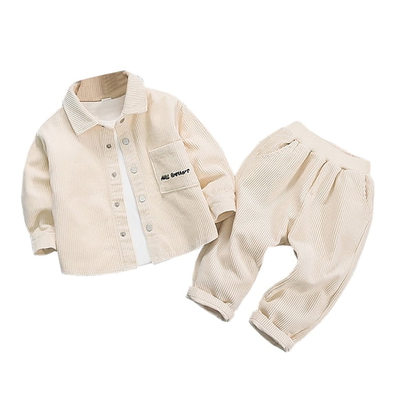 ShomPort Toddler Corduroy 2 Piece Outfit Long Sleeve Button Down Jacket and Pants Casual Set