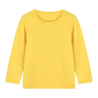 ShomPort Toddler Fall Winter Basic Tops Soft Thick Crewneck Tee Kids Comfort Solid Color Long Sleeve T-Shirt