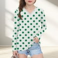 thumbnail image 1 of ShomPort Toddler Girls Polka Dot Printed Long Sleeve V-Neck Cute Blouses Casual Base Layer Tees Tops for 3-14 Years, 1 of 7