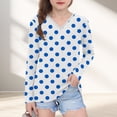 thumbnail image 1 of ShomPort Toddler Girls Polka Dot Printed Long Sleeve V-Neck Cute Blouses Casual Base Layer Tees Tops for 3-14 Years, 1 of 7