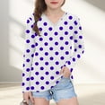 thumbnail image 1 of ShomPort Toddler Girls Polka Dot Printed Long Sleeve V-Neck Cute Blouses Casual Base Layer Tees Tops for 3-14 Years, 1 of 7