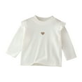 thumbnail image 1 of ShomPort Toddler Girls T-Shirt Ruffle Long Sleeve Cotton Crewneck Heart Print Cute Tees Tops Comfy Pullover Blouses for 2-10 Years, 1 of 4