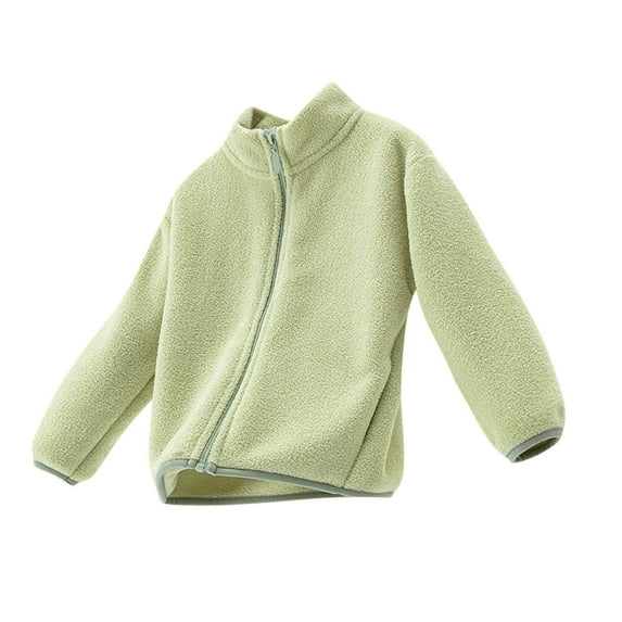 ShomPort Toddler Kids Long Sleeve Coat Solid Color Full Zip Stand Collar Fleece Jacket Lightweight Fall Winter Tops