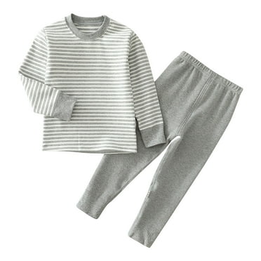 ShomPort Toddler Pajamas Set Long Sleeve Striped Top and Pant Boys Girls Warm Cotton Sleepwear