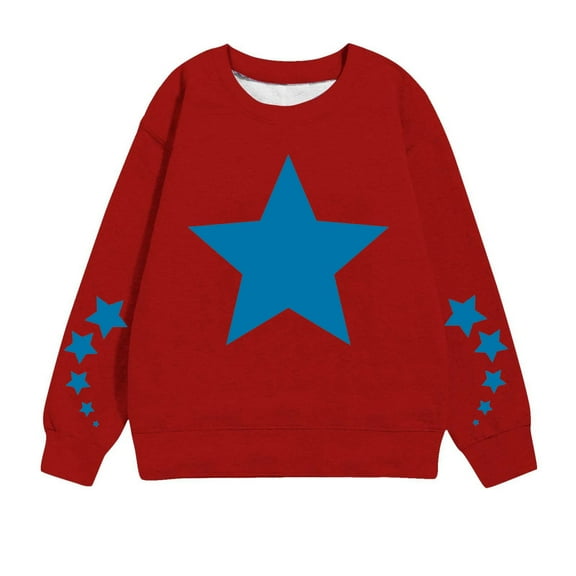 ShomPort Toddler Sweatshirt Baby Boys Girls Crewneck Sweatshirt Long Sleeve Star Printed Pullover 1-12Years