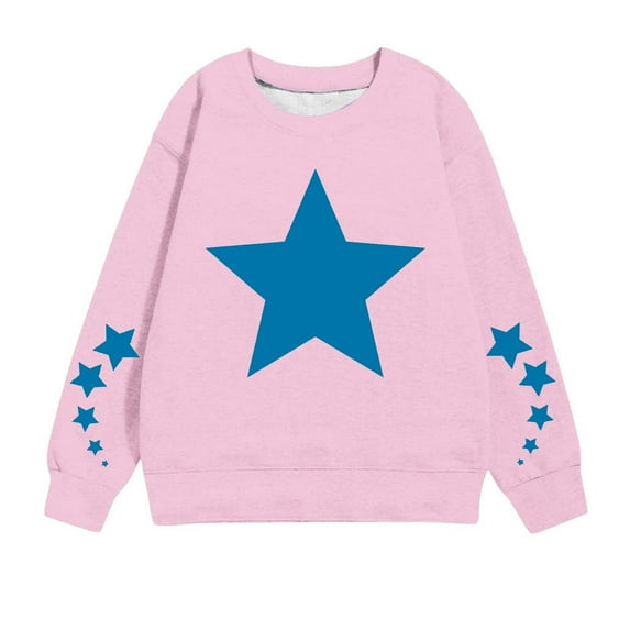ShomPort Toddler Sweatshirt Baby Boys Girls Crewneck Sweatshirt Long Sleeve Star Printed Pullover 1-12Years