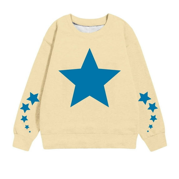 ShomPort Toddler Sweatshirt Baby Boys Girls Crewneck Sweatshirt Long Sleeve Star Printed Pullover 1-12Years