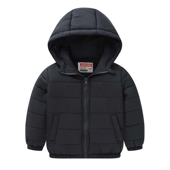 ShomPort Toddler Thick Padded Winter Coats Boys Girls Solid Color Lightweight Hooded Puffer Jacket
