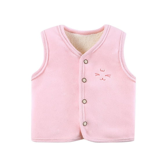 ShomPort Toddler Vest Winter Thick Fleece Lined Waistcoat Lightweight Buttons Sleeveless Jacket 3M-5Y